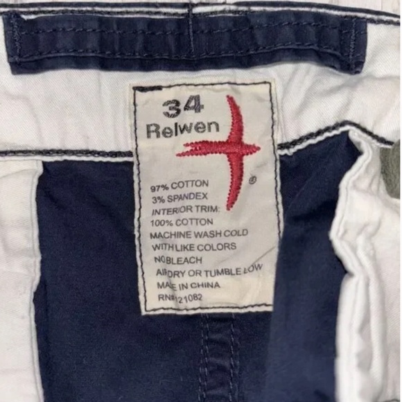 Mens Size 34 Relwen Dura Flex Chino Pants Navy EUC - Picture 6 of 6